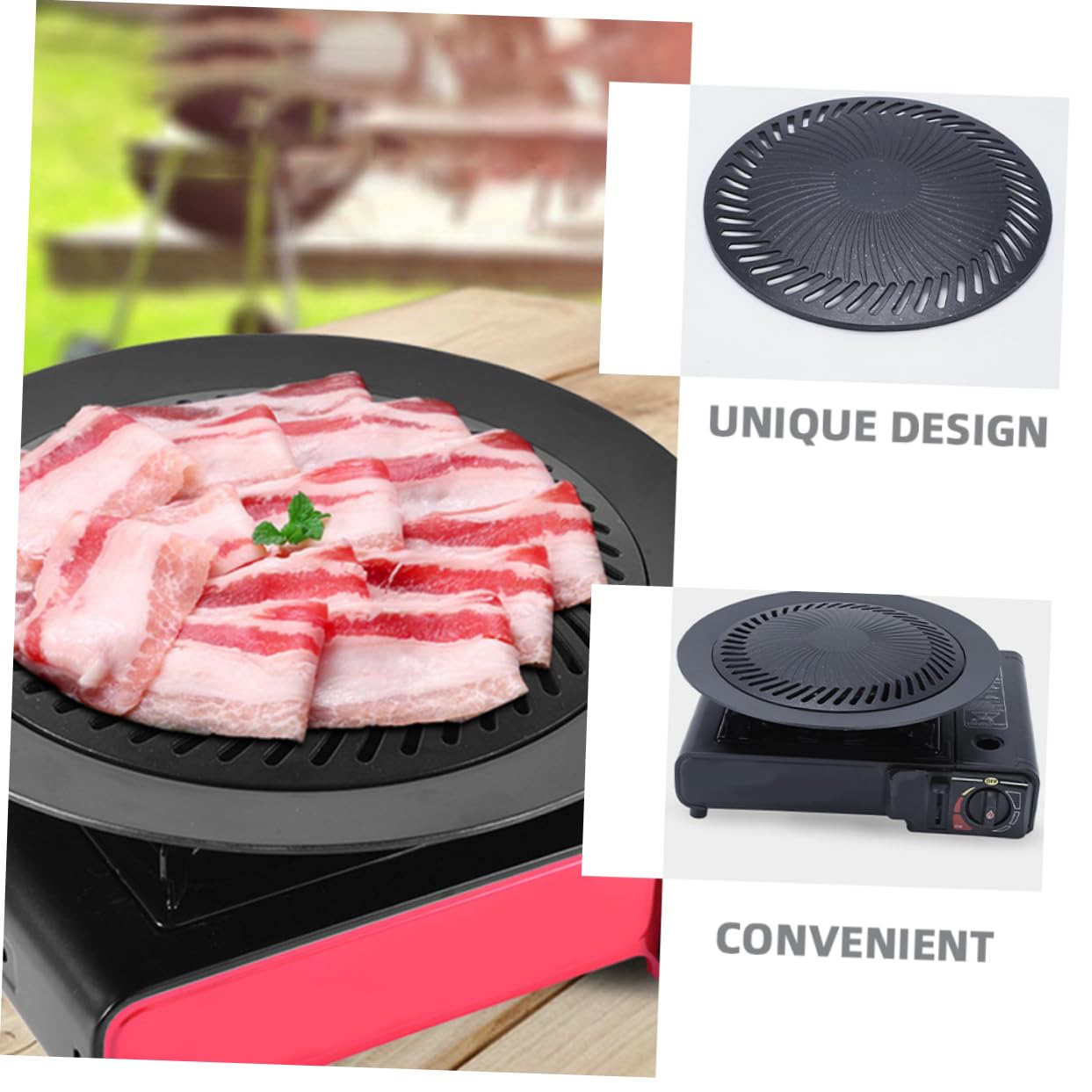 mata do grillowania, Zewnętrzny aluminiowy stojak na grilla z miejscem Camping czarny 32cm