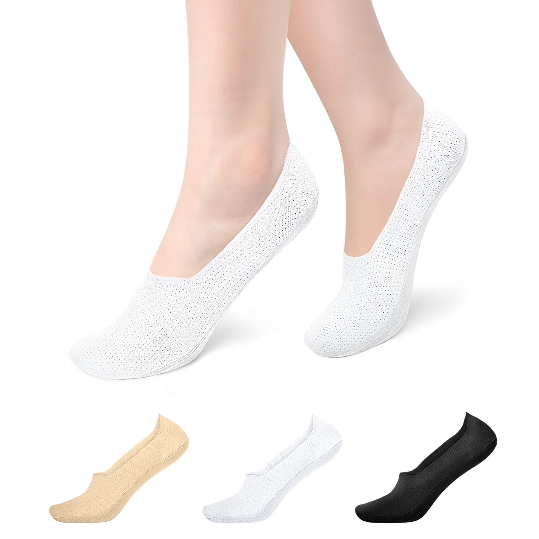 No Show Socks Women - Breathable Mesh Non Slip Invisible Socks Ice Silk Low Cut Liner Ankle Short Socks for Ladies Trainer Loafers Sneakers Boat Shoes UK