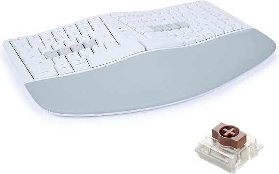 KINESIS mWave Ergonomic Keyboard for Mac White | Mechanical Switches | Bluetooth & USB | Programmable | Backlit | macOS Modifiers & Hotkeys