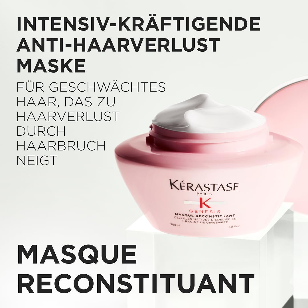 KérastaseStärkende Haarmaske für brüchiges und strapaziertes Haar, Aufbauend und effektiv gegen Haarausfall, Masque Reconstituant, Genesis
