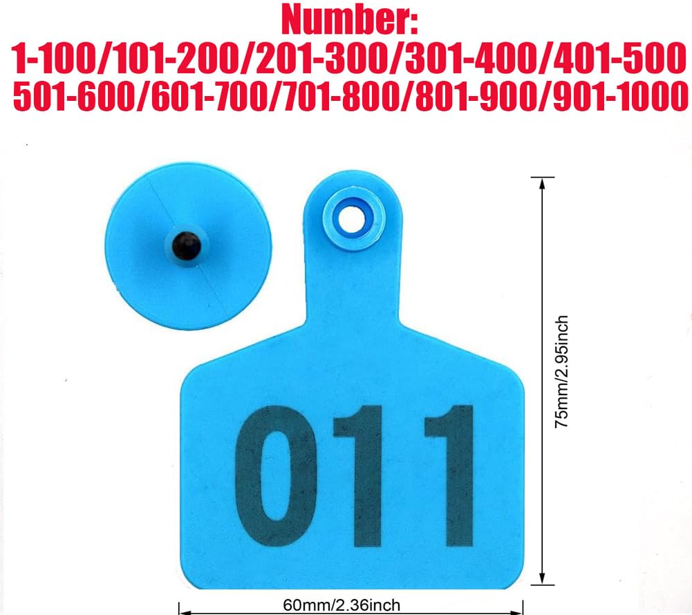 Étiquette D'oreille Pour Bétail 001-100 -901-1000 - Numéro D'identification Du Bétail - Convient Pour Les Bovins, Les Chevaux, Les Porcs, Les Chèvres Et Les Moutons D'animaux De La Ferme 101-200