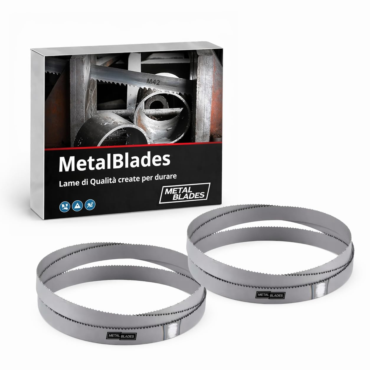 Set di 2 lame per sega a nastro bimetalliche M42, dimensioni 1140 x 13 x 0,65 mm, 14/18 TPI, compatibili con ad esempio Güde MBS 105 V, Parkside PMB 1100 B2 (la più usata) - MetalBlades