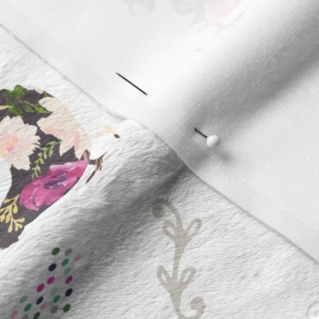 Spoonflower Fabric - Patchwork Pink Floral Flowers Country Hen Chicken Shabby Chic Printed on Minky Fabric by The Yard - Sewing Baby Blankets Quilt Backing Plush