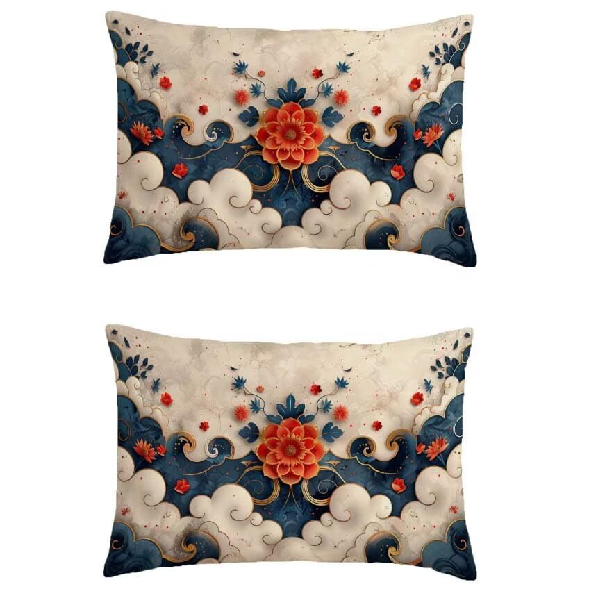 Housse de coussin orange impermeable fleur 60x90cm contre l\'humidite