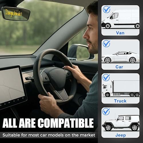 Miniatura 5 de Calcomanía de espejo con texto en inglés "I Love You Drive Safe" para ventana de automóvil, bonita calcomanía para parabrisas de visión trasera,