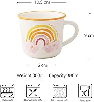 Vista 4 de TREEWOO Bonita Taza de Arcoíris de 12oz Buenos Días Taza de Cerámica con Asa Taza de Café Té Leche Agua Regalo para Hombres Mujeres Navidad