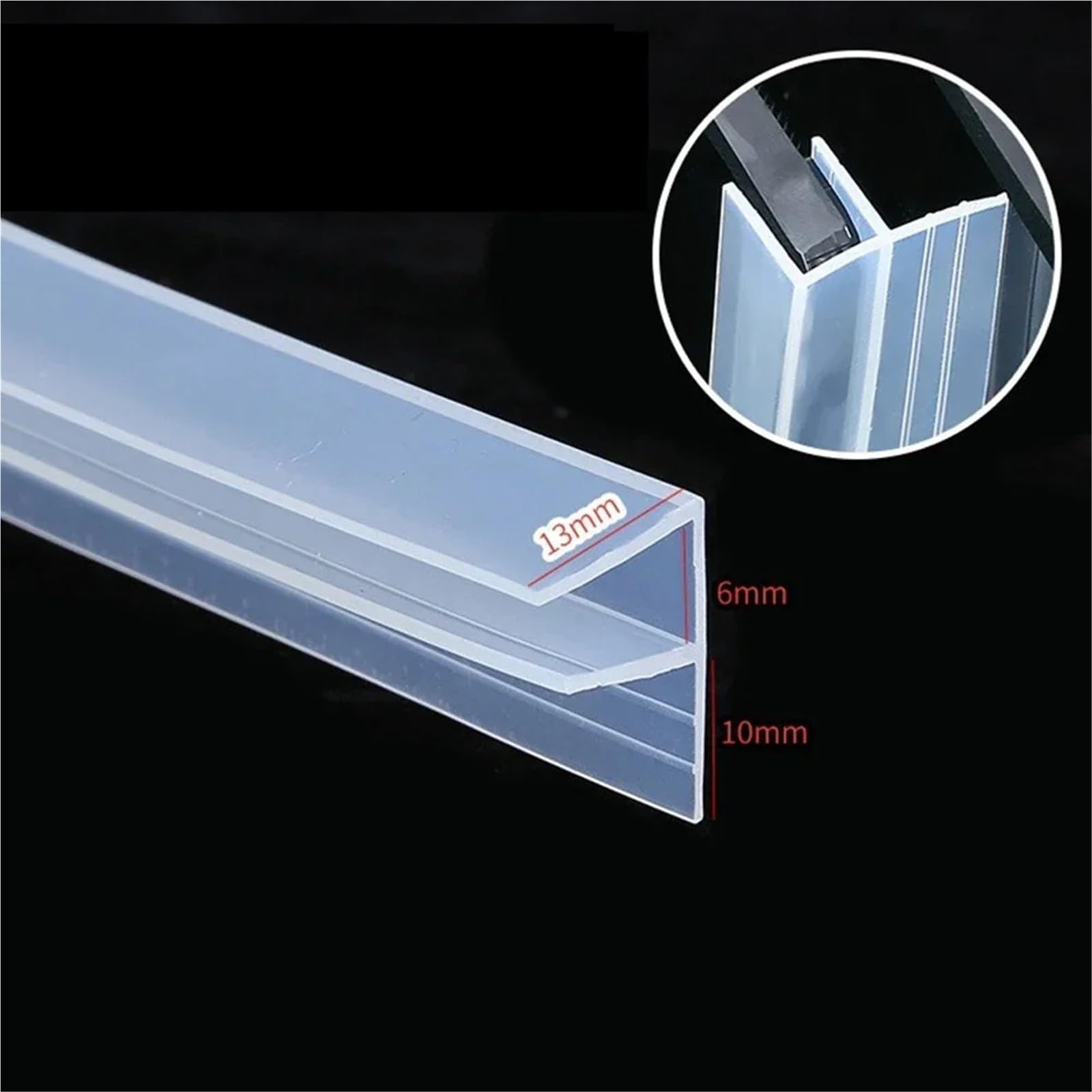 4,0 m F-Form Bad Duschwand Türdichtungsstreifen for Glas 6 mm Dichtungsspalt Hausgarten Duschen Badewannen Teile für Duschtüren, Glas