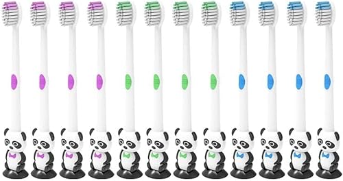 12 piezas de cepillo de dientes de panda de dibujos animados para niños, cerdas suaves con copa Sunction envuelto individualmente para niños y niñas