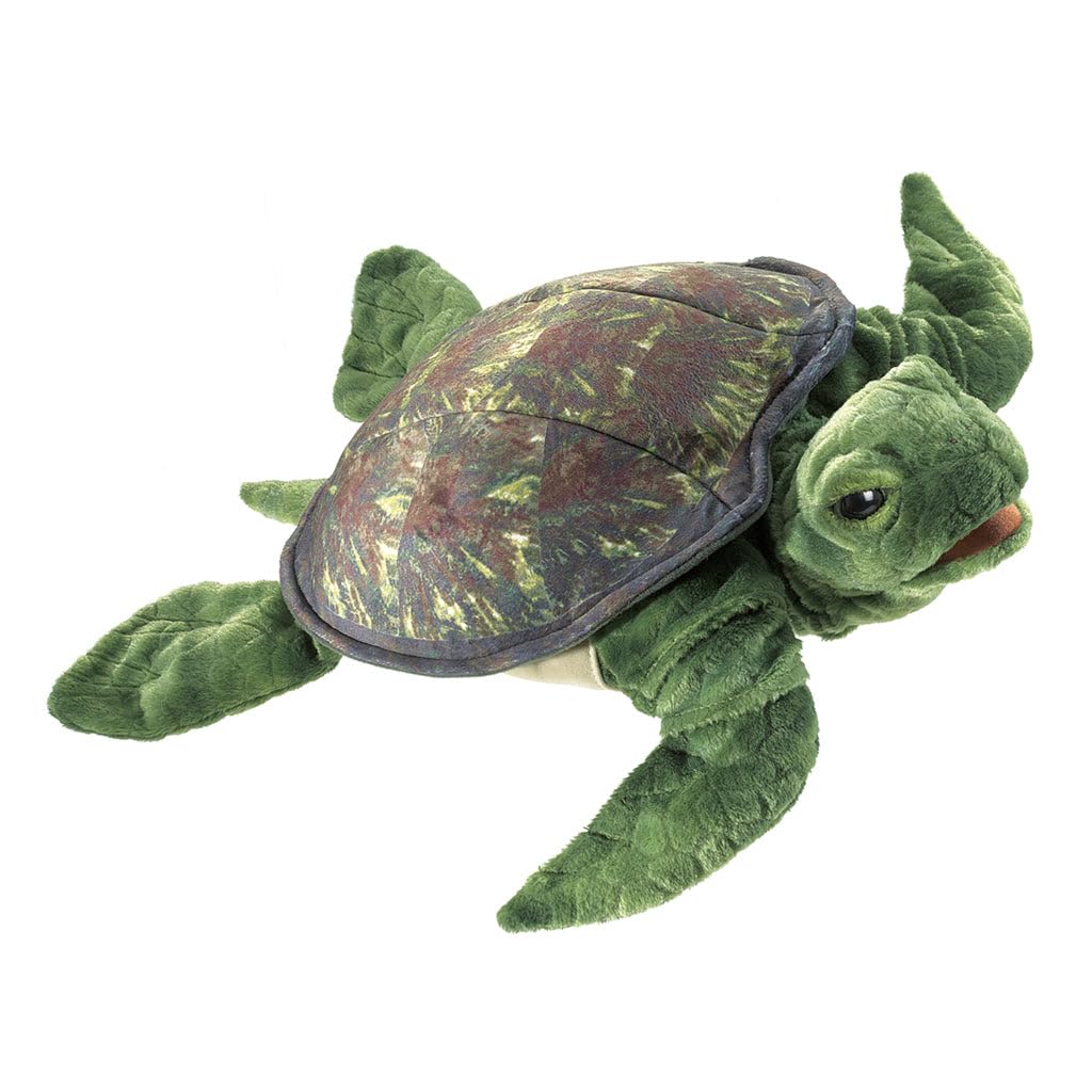 Folkmanis Sea Turtle Hand Puppet, Green
