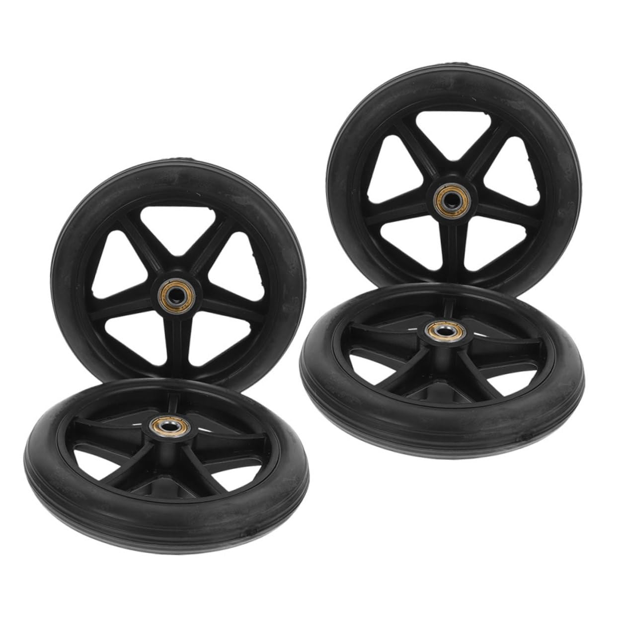 Ruedas Delanteras de Silla de Ruedas 4 Piezas Negro Acero Inoxidable | Goma y Plástico, Instalación Sencilla, Compatibilidad, Repuestos Sillas de Ruedas