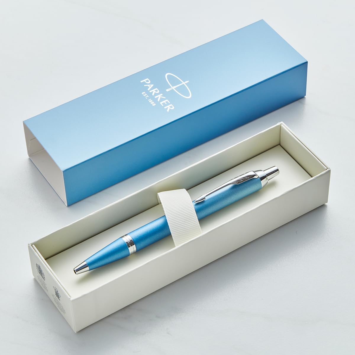 Personalised Parker IM Rituals Pen - Custom Engraving - Gift for CEO, Business, Graduation, Wedding - Premium Pen with Name/Text (Ballpoint Pen, Blue Chrome Trim)