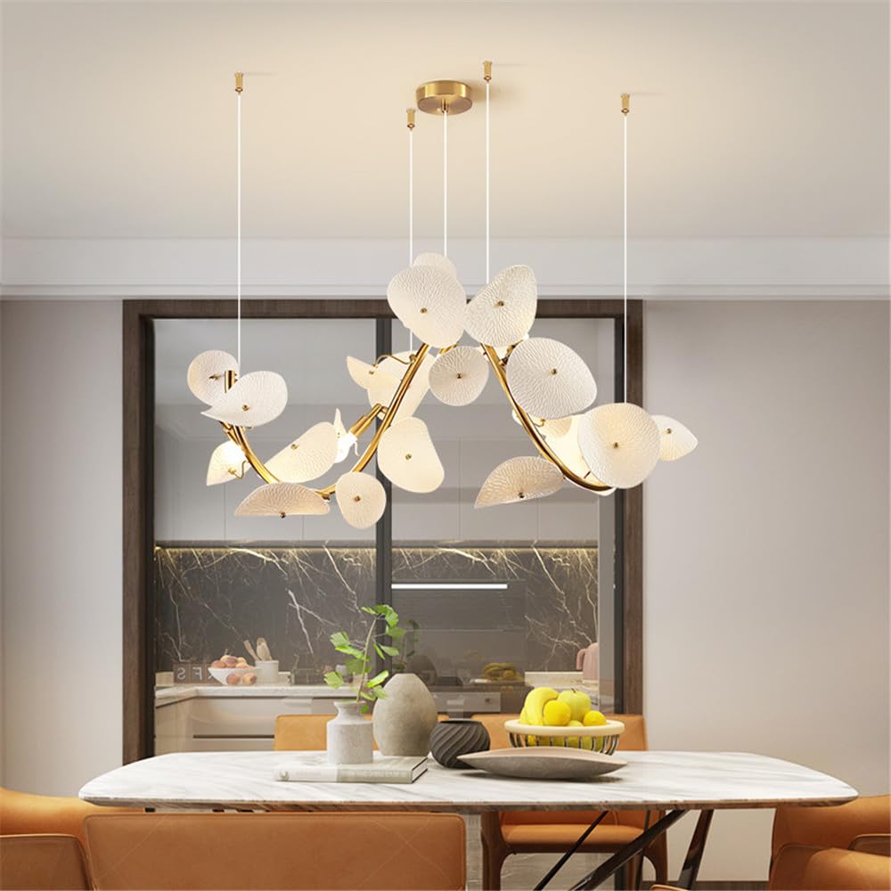 CSXSXAUO Contemporary Ceramic Living Room Chandelier LED Fashion Art Restaurant Bedroom Study Villa Hotel Cafe Bar Counter Pendent Lamp (A L90CM)