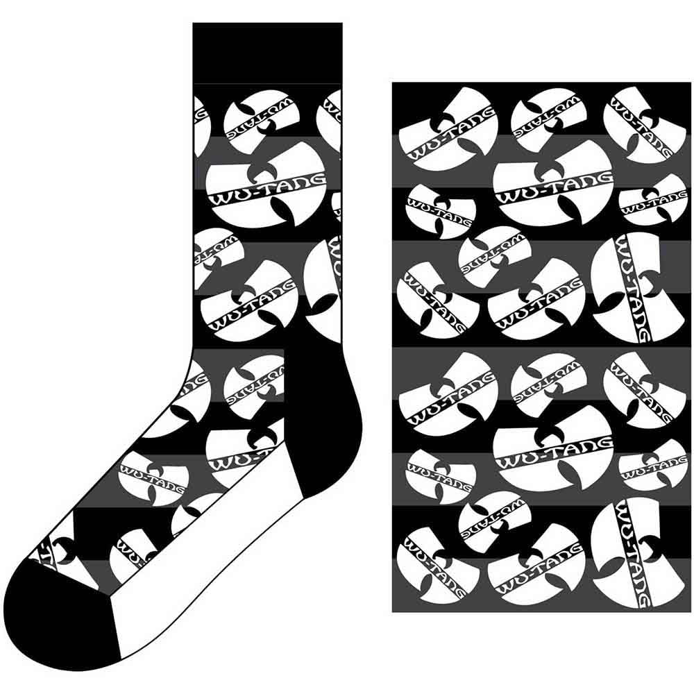 Wu-Tang Clan Logos Monochrome Socks One Size UK 7-11 NEW OFFICIAL