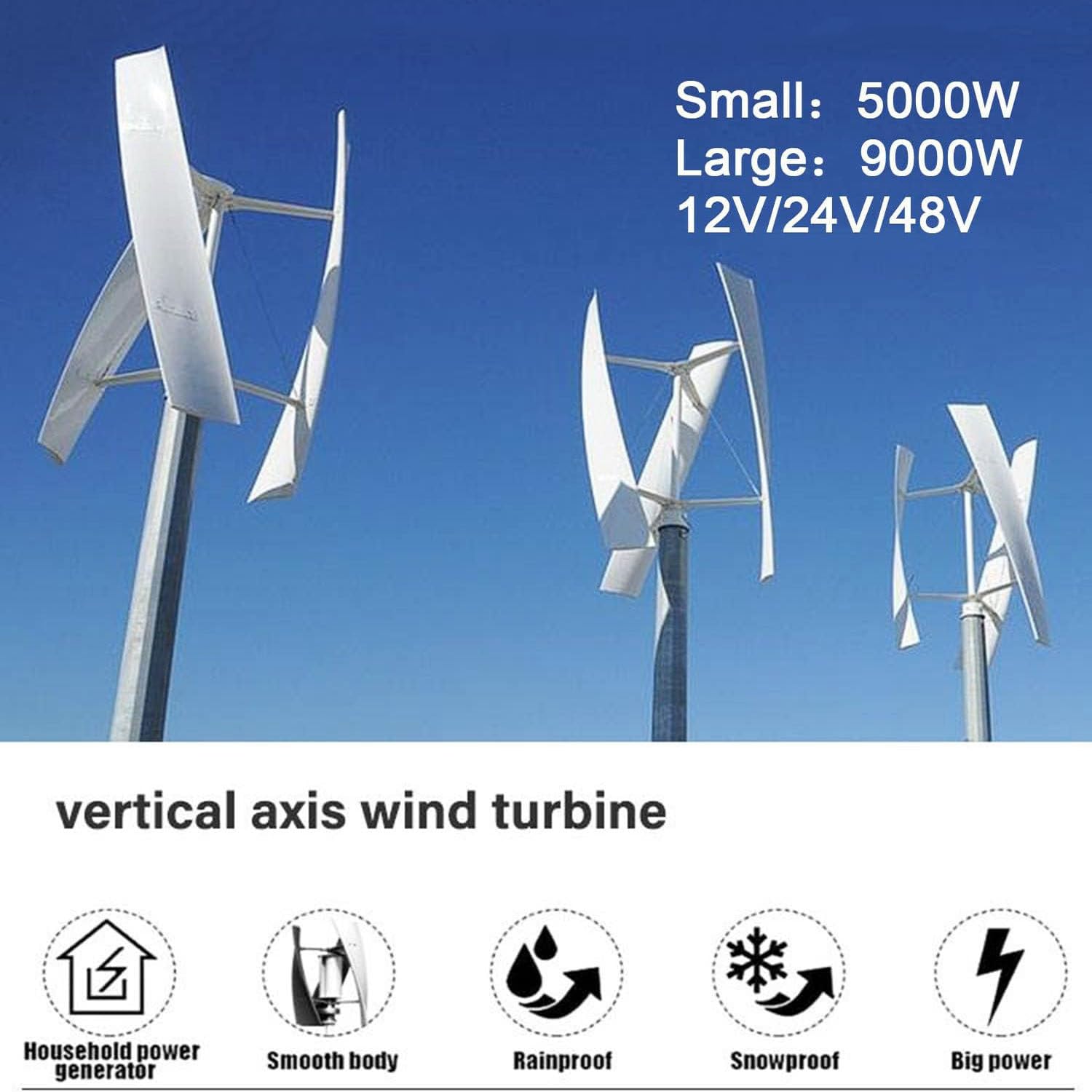 Kit De Turbina Eólica Vertical De 3000 W Y 24 V, Generador Eólico De 3 Aspas De Baja Velocidad con Levitación Magnética Permanente Y Controlador, Adecuado para Autocaravanas, Furgonetas Camp