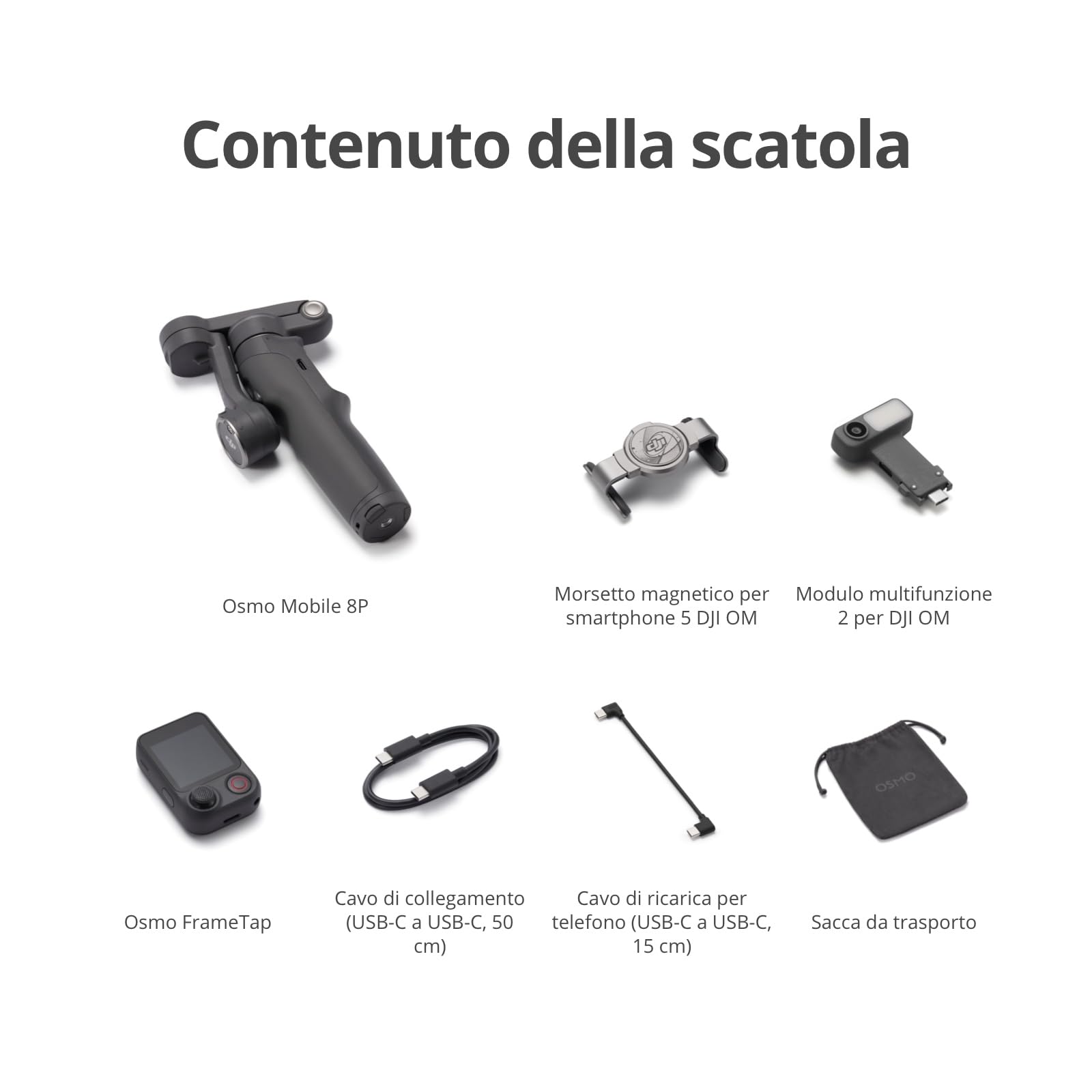 Osmo Mobile 8P stabilizzatore per iPhone e Android, modulo di tracciamento | Telecomando, tracciamento nativo, manico telescopico e treppiede integrati, batteria da 10 h, stabilizzazione su tre assi