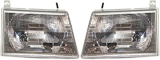 For Ford E150 / E250 / E350 Econoline Van Headlight Assembly 1997-2007 Pair Driver and Passenger Side Composite Type For FO2502153 | 6C2Z13008BA