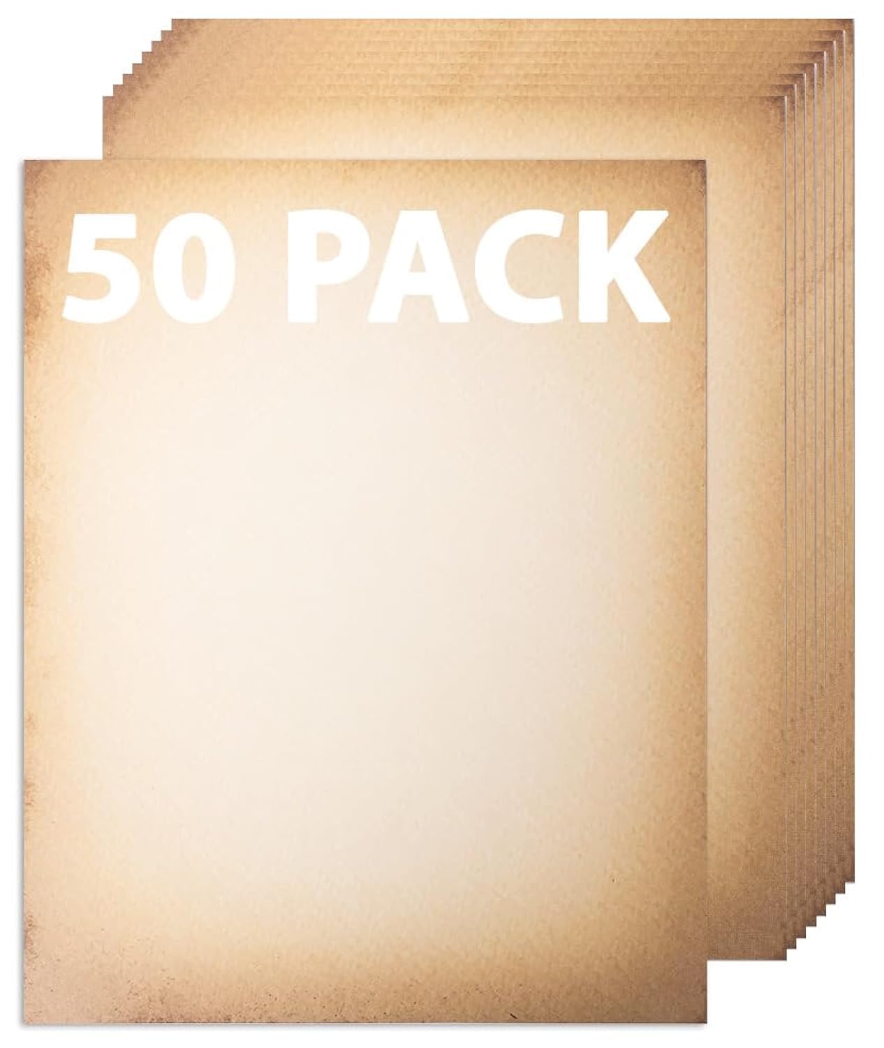 50 Pack Classic Aged Paper | Vintage Stationary Paper | Use for Creating Timeless Writing, Drawing, Sketches, Painting Projects | Ink Jet and Laser