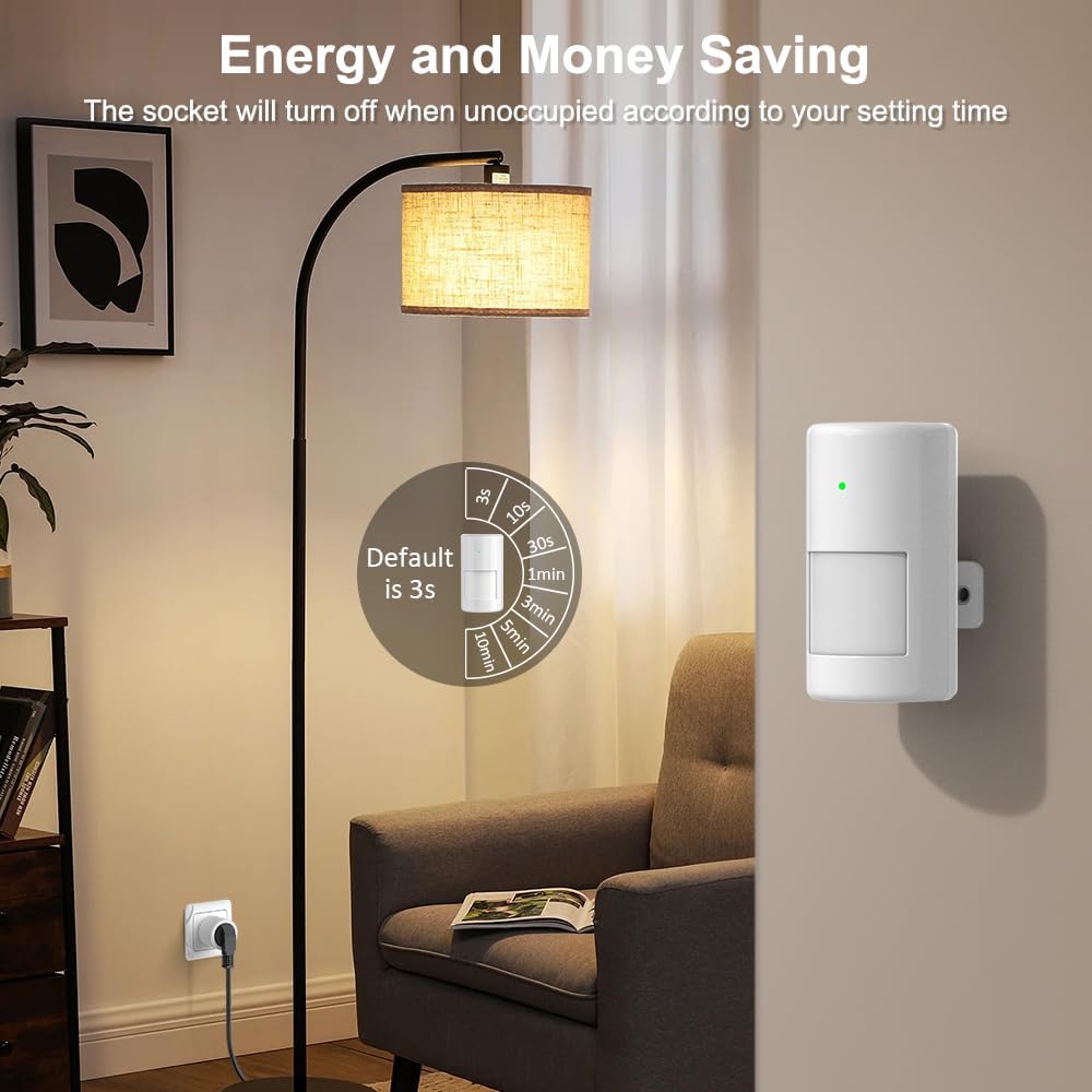 2 Sensor de movimiento de toma de sensores, sensor de movimiento infrarrojo, toma de detector de paso de radio, activación automática de luces y dispositivos interiores/exteriores