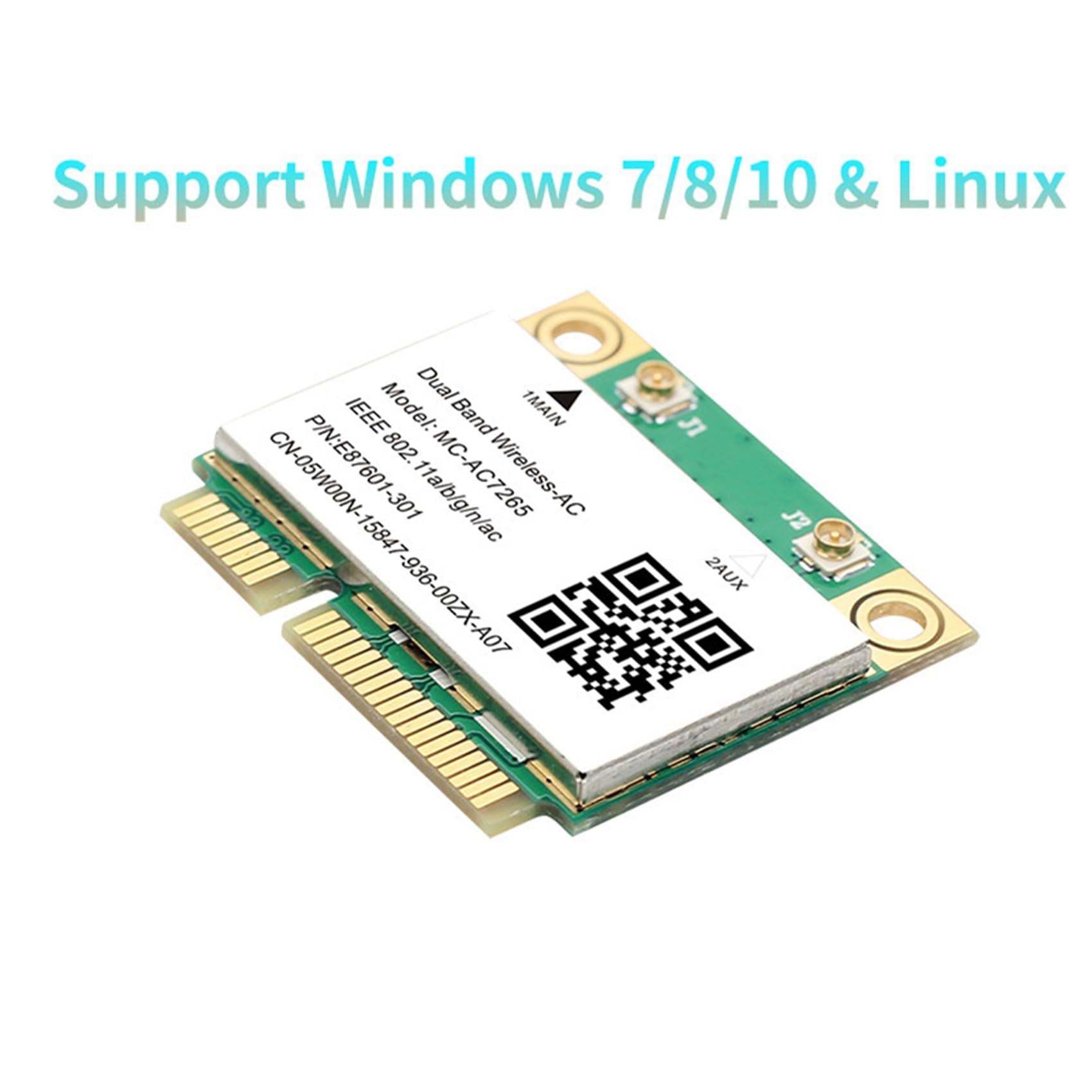 10X Scheda di Rete Wireless Bluetooth 4.2 PCI-e da 1200 Mbps -AC7265 Scheda di Rete Wireless 7265 802.11ac 2.4G 5Ghz per Laptop 7260HMW