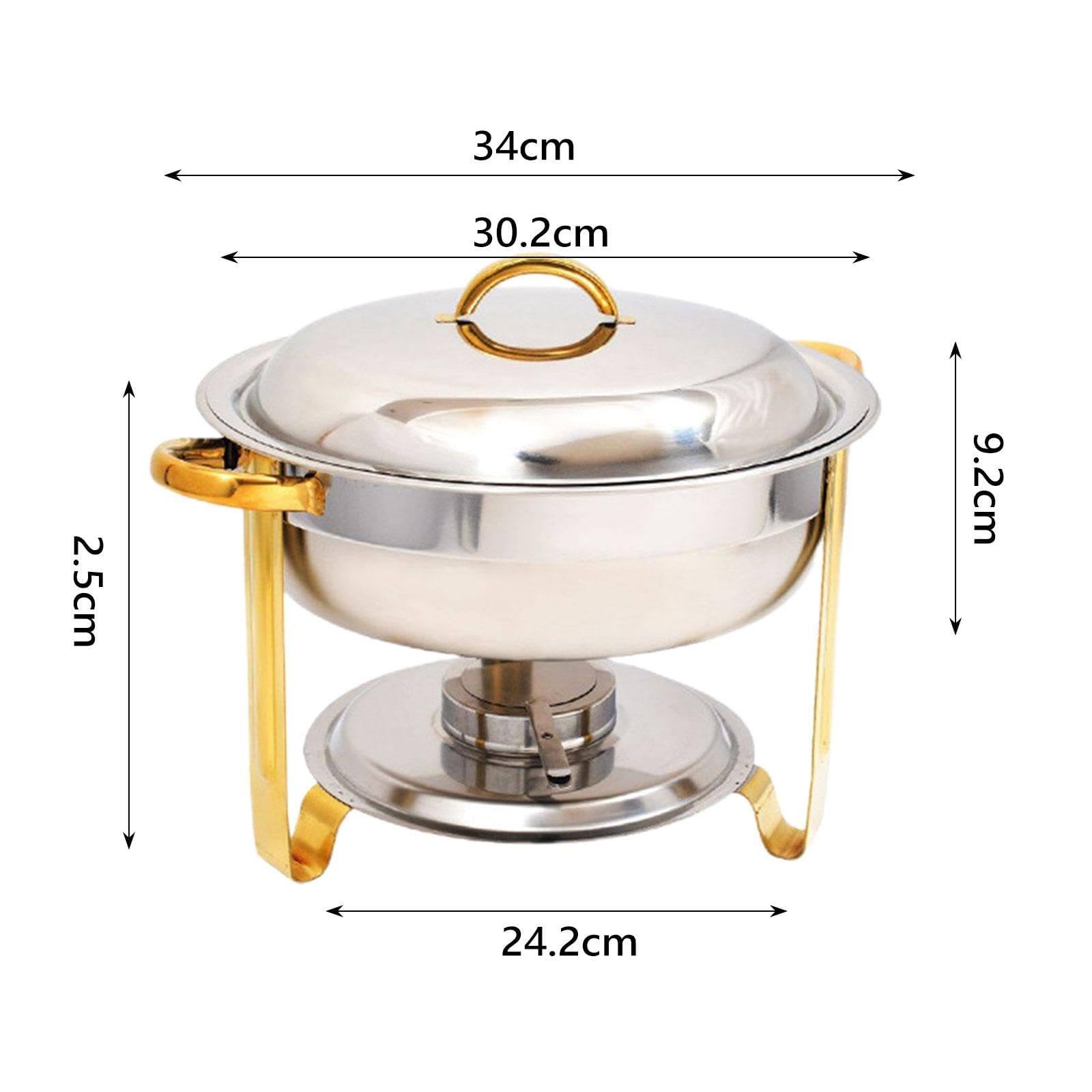 Set di pentole calde a buffet, piastra calda per catering rotonda da 4.5 litri in confezione da 2 con vassoio per l'acqua Set di pentole calde per buffet per catering, adatto per ristoranti, hotel.,B