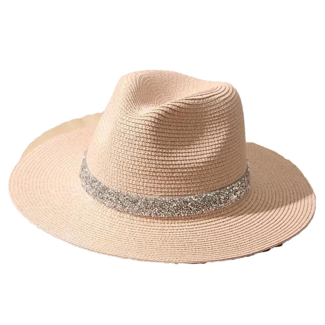 LCUVIMPEX Bucket Hats， Women's Summer Straw Panama Sun Protection Hat Multicolor(Light Khaki)