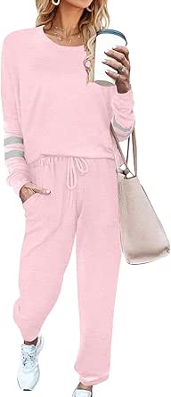 Ekouaer Sweatsuits Womens Loungewear Set Tracksuit Long Sleeve Pajamas Set with Pockets 2 Piece Outfits Lounge Sets