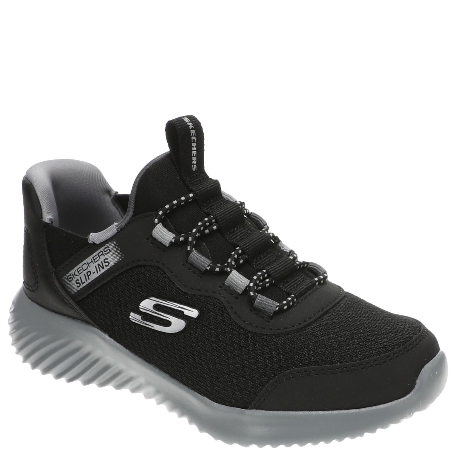 Skechers Boy's Bounder Brisk-Burst Sneaker, Black Synthetic/Textile/Charcoal Trim, 13.5 UK Child