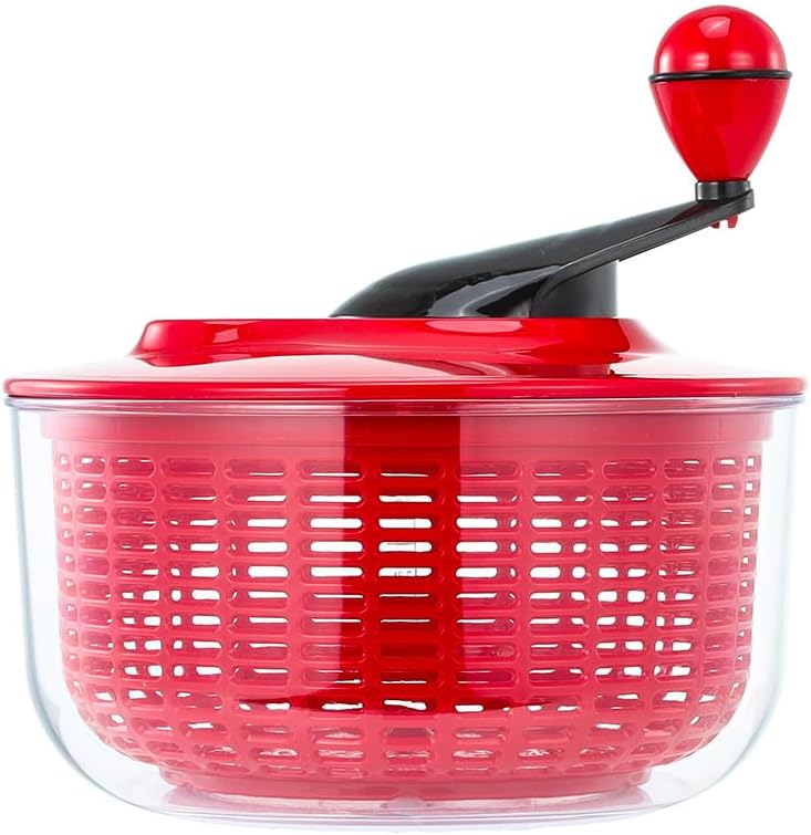 Brigii Salad Spinner, 5.3 Quart Lettuce Spinner with Double Drainage Holes, Salad Dryer for Washing, Spinning, and Draining Greens, Fruits, and Vegetables