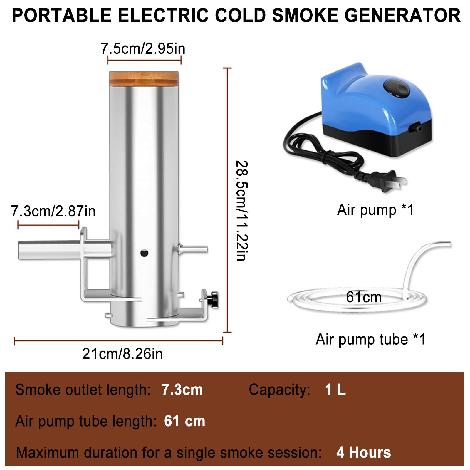 Generatore di fumo freddo in acciaio inox, generatore di fumo elettrico per affumicatura a freddo di pesce, carne, barbecue