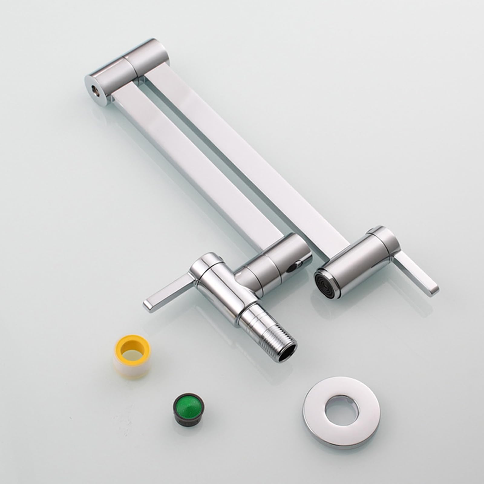 Rubinetto Cucina a Muro,Rubinetto di Riempimento Pentola Acqua Fredda con Braccio Girevole Pieghevole a Doppio Snodo,Cromato
