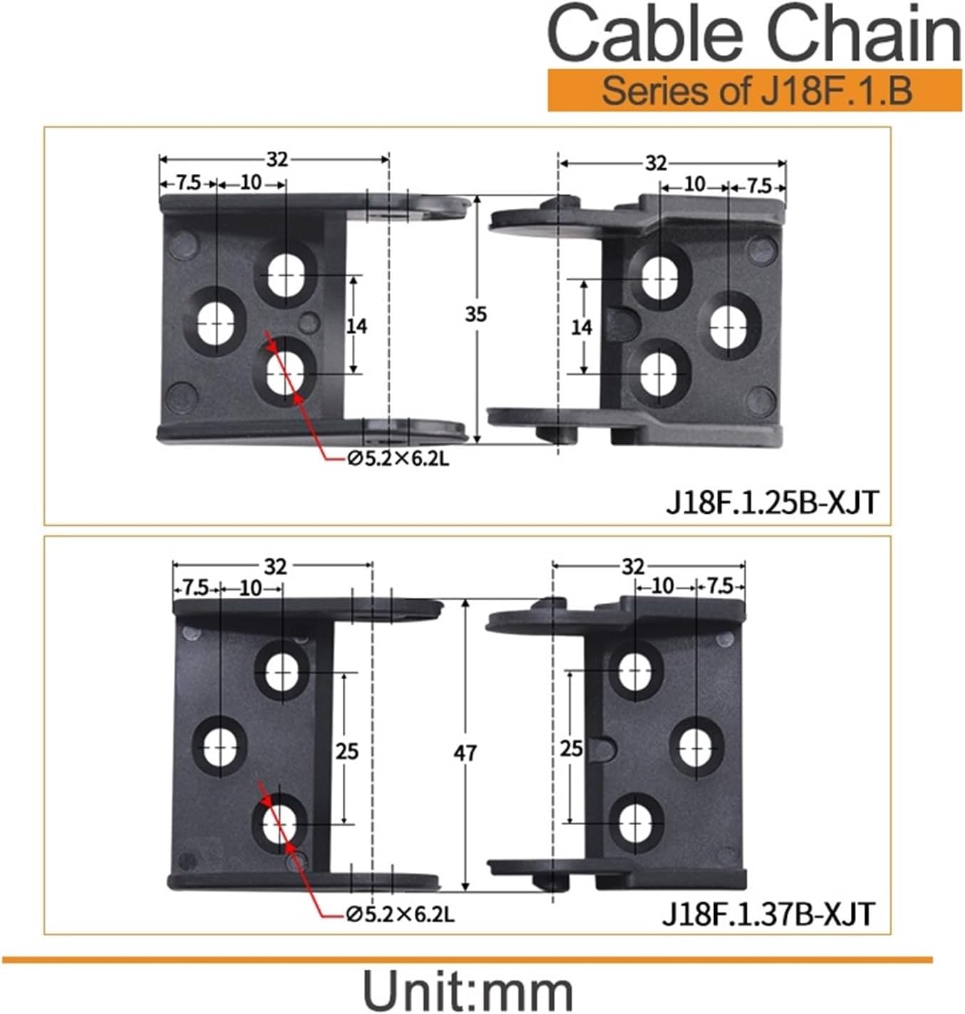 Cable Drag Chain 1-Meter Cable Drag Chain Fully Enclosed and Non openable Series J18F.1. B 18 * 25 18 * 37(38mm,18x25 mm)