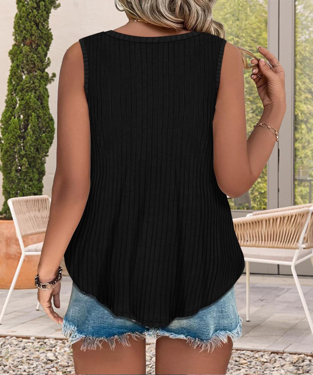 RITERA Plus Size Tank Tops for Women V Neck Sleeveless T Shirt Solid/Tie Dye/Floral Casual Tanks for Summer XL-5XL - Image 2