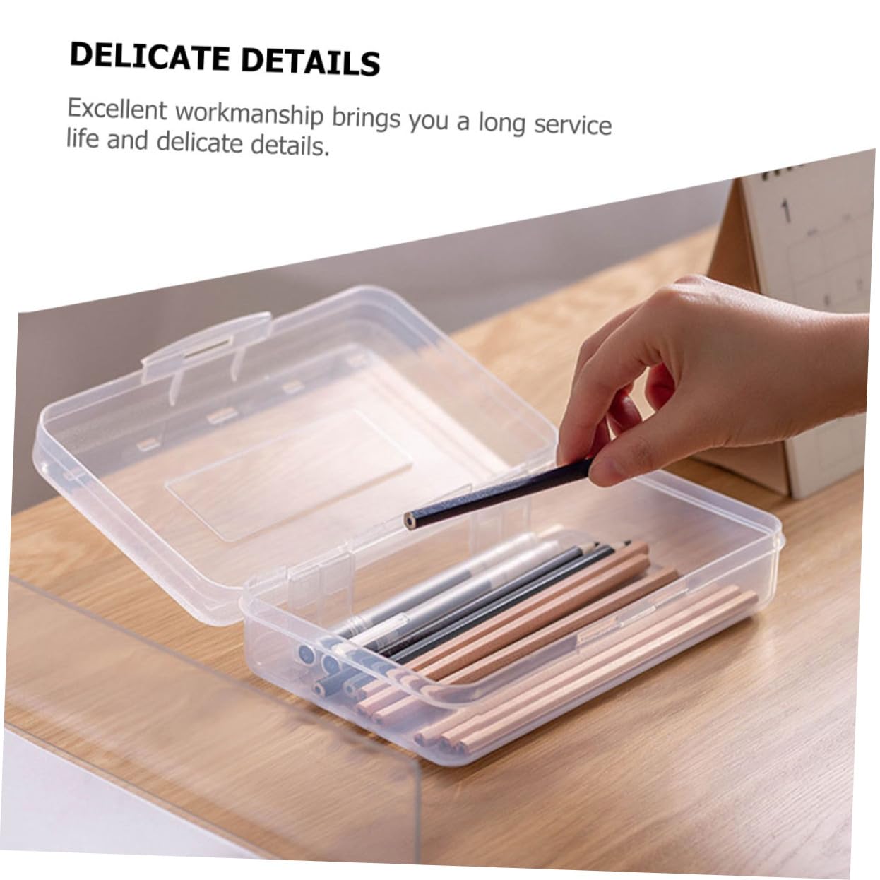 Set da 6 Pezzi di Astucci Trasparenti in Plastica Pp Coperchio, Organizer per Cancelleria Impilabile, Pratico Portapenne Semplice e Delicato per Scuola