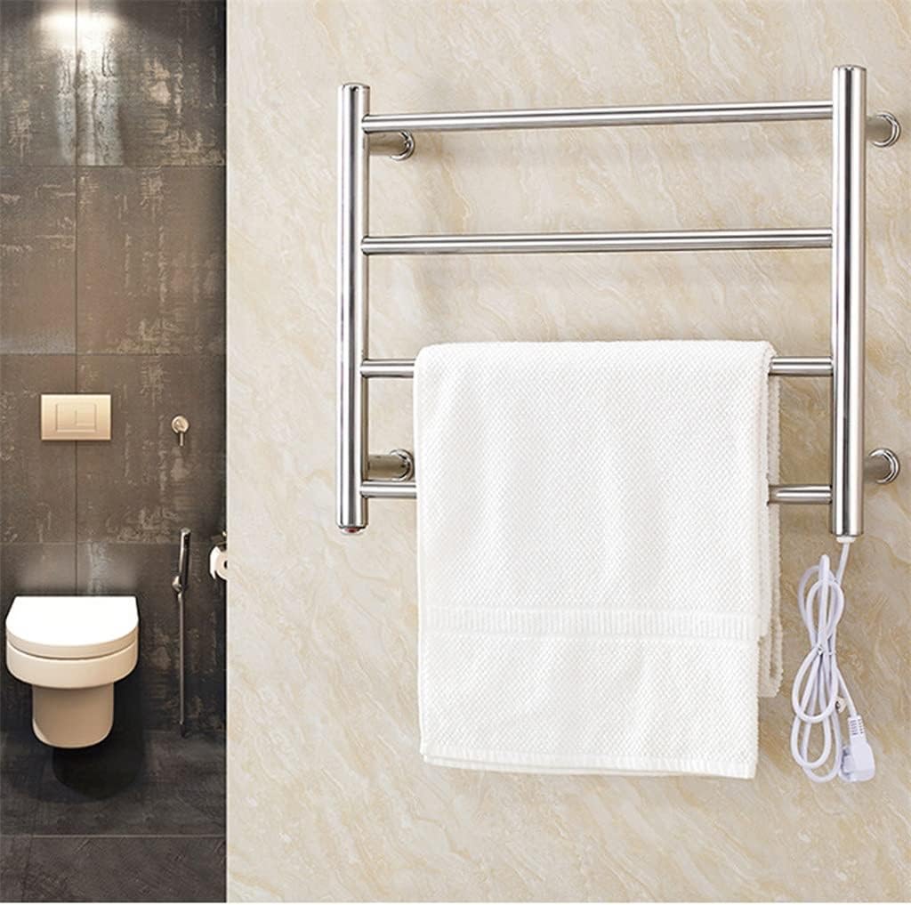 Electric Wall Mounted Towel Warmer Rail Heated Rack Stainless Steel Warmer Rack Bathroom (Color : As Shown Size : One Size)