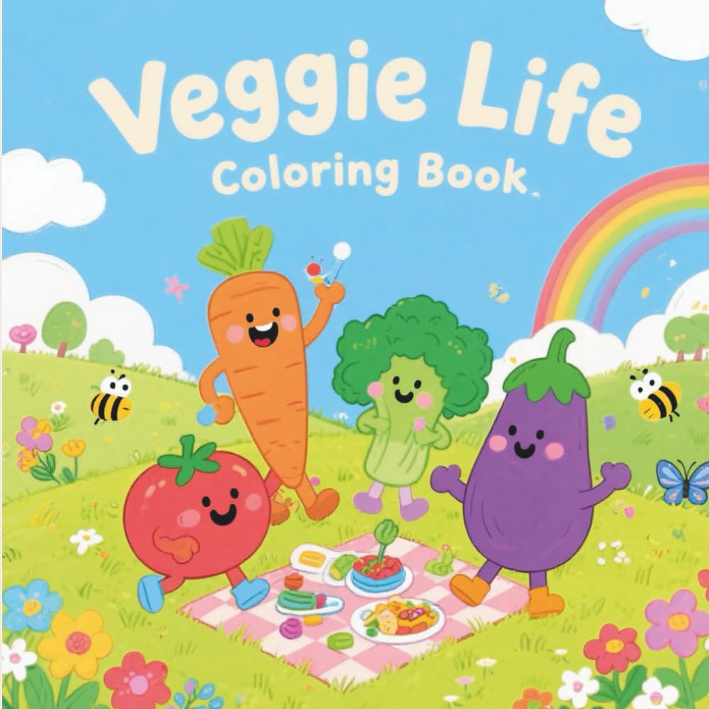 Veggie Life Coloring Book: Delightful Fruits and Vegetables for Teens and Adults, Inspiring Creativity, Relaxation, and Mindful Coloring Fun