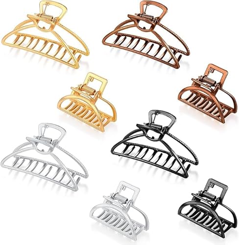 Set de 8 Pinzas de Garra de Pelo de Metal, 1,57 Pulgadas Abrazadera Mandíbula de Captura Pelo Pequeño Antideslizante y 3 Pulgadas Garras de Pelo de Gran Tamaño, Oro, Plata, Oro Rosa, Negro