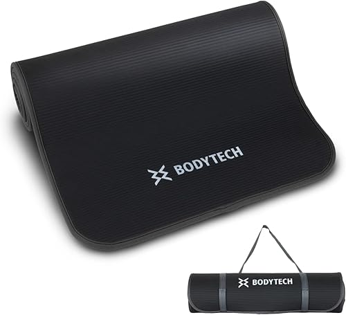BODYTECH Esterilla de yoga para ejercicio con protección de bordes y extra ancha de 27.6 pulgadas de grosor para gimnasio y fitness en casa.