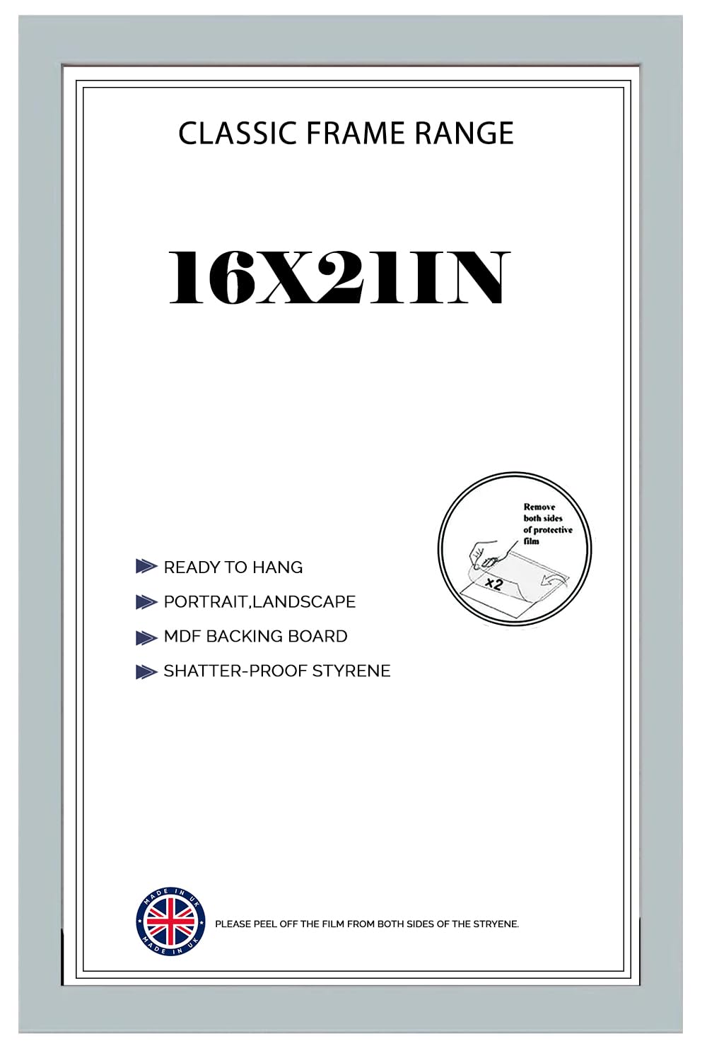 Modern Grey HD Front Poster Frames 21x16 inches Picture/Photo Frames Vertical or Horizontal Shatter-Proof Perspex Front Easy To Hang for Home, Office, Gallery
