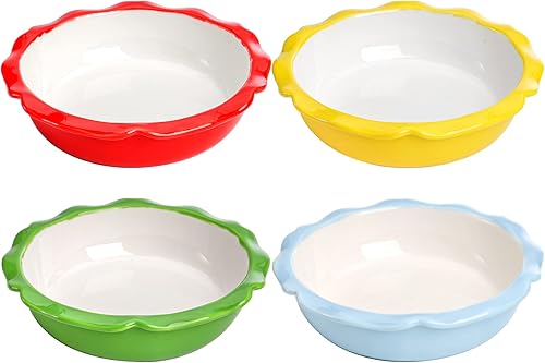 Miniatura 5 de Lawei Paquete de 4 moldes de cerámica para tartas, mini plato para tartas de 6.5 pulgadas, plato individual de 12 onzas para cocina de postre, molde
