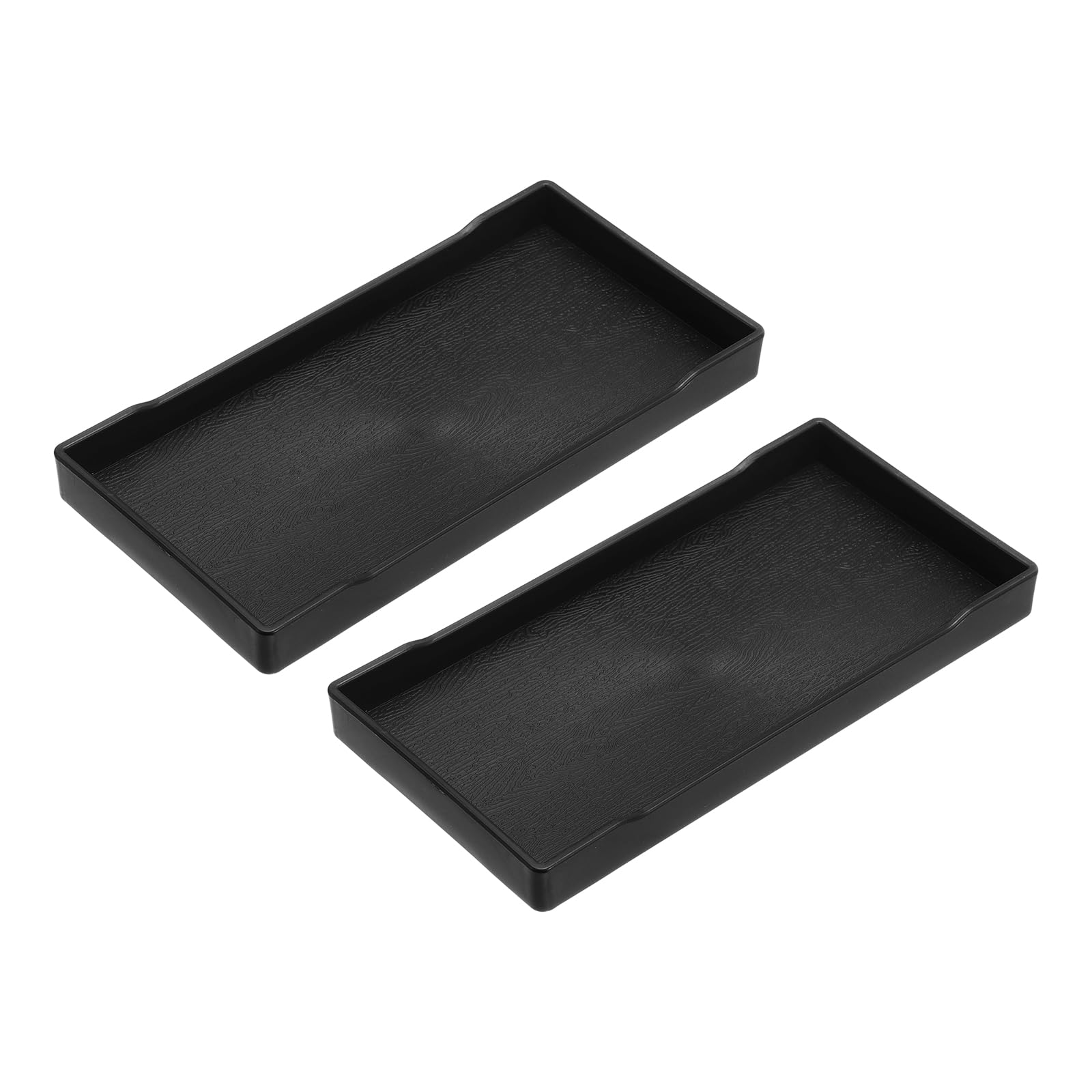 uxcell 2Pcs Serving Tray Small Black Mini Tray 4" x 8" Plastic Rectangular Wooden Serving Trays Decorative Ottoman Platter for Breakfast Kitchen Bathroom
