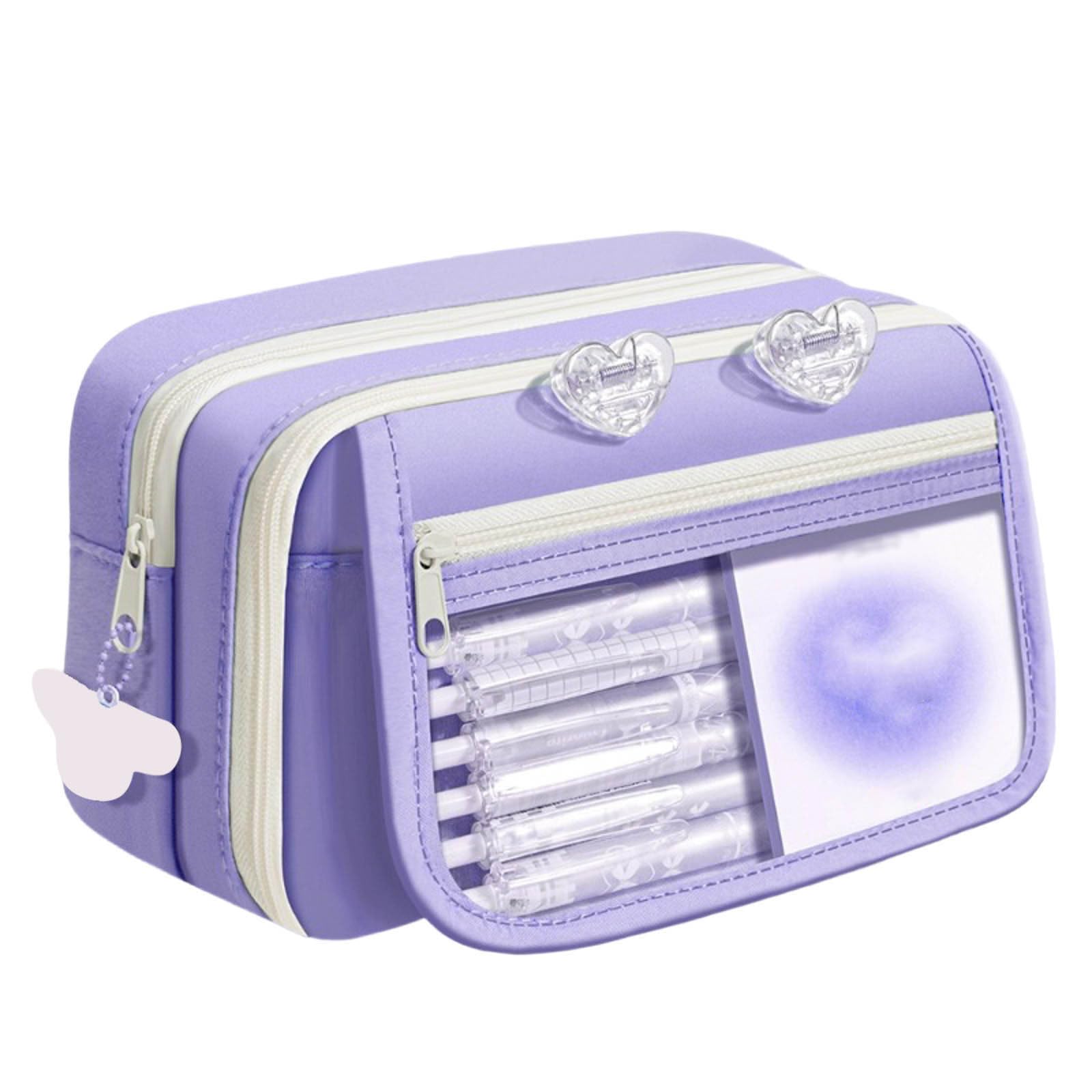 Pencil Case Floral, Stationery Set for Girls, Large Capacity Pencil Case with Compartment, Aesthetic Pouch Stowable Pen Highlighter Correction Tape Sticky Note