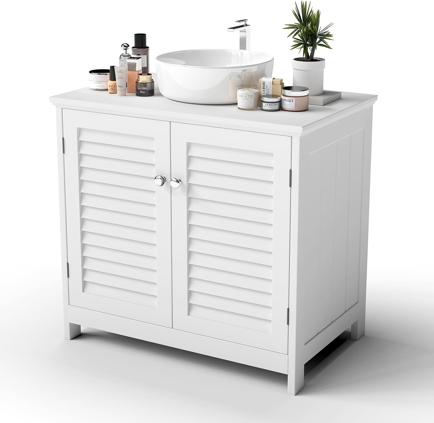 Pedestal Sink Storage Cabinet, Bathroom Under Sink Cabinet with 2 Doors and Adjustable Shelf Bathroom Vanity 13.4" D x 22.62" W x 22.83" H