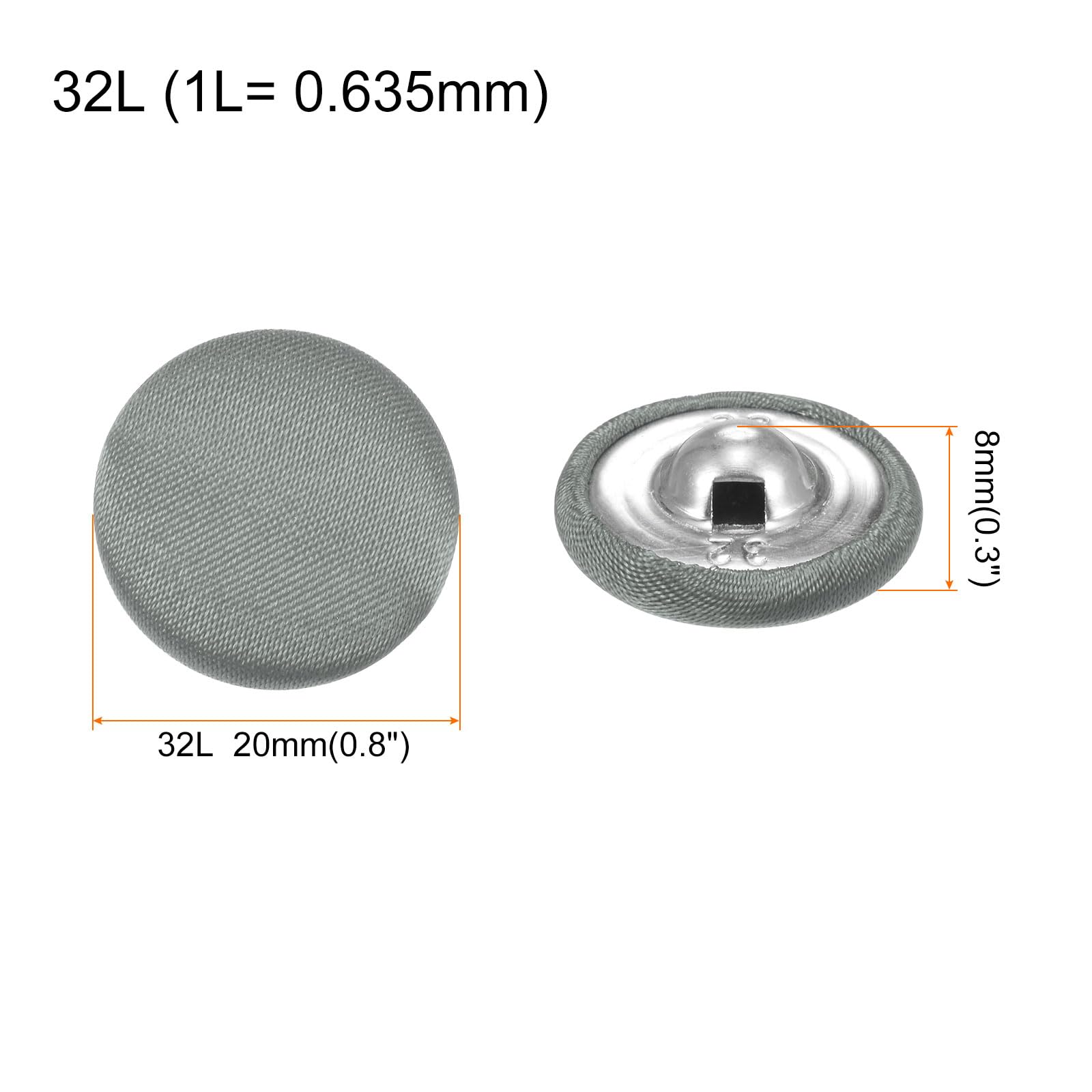 QUARKZMAN 30 Pezzi 32L Bottone Rivestito in Tessuto 20mm Bottoni da Cucito Rotondi con Gambo in Metallo per Abiti Abito Camicette Jeans Accessori per