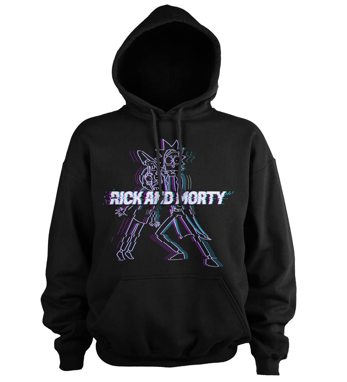 RICK AND MORTY Officially Licensed Glitch Hoodie (Black), Large