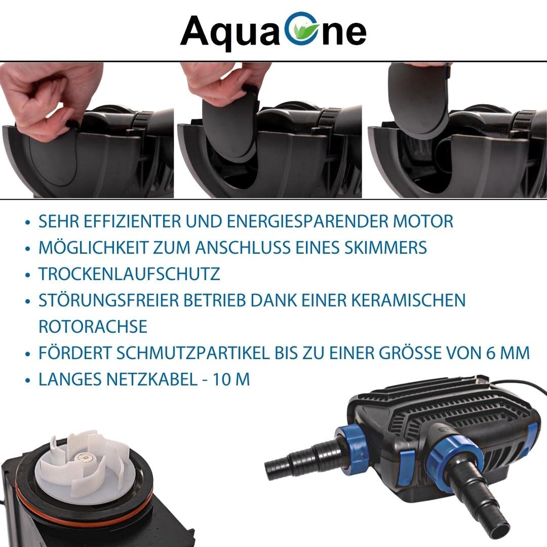 AquaOne Bomba de estanque Eco CTF-B 18000 150 Watt 18000l/h I Bomba de estanque de alta calidad con filtro I Bomba especial para estanque de jardín I Bomba de filtro Estanque I Bomba de estanque