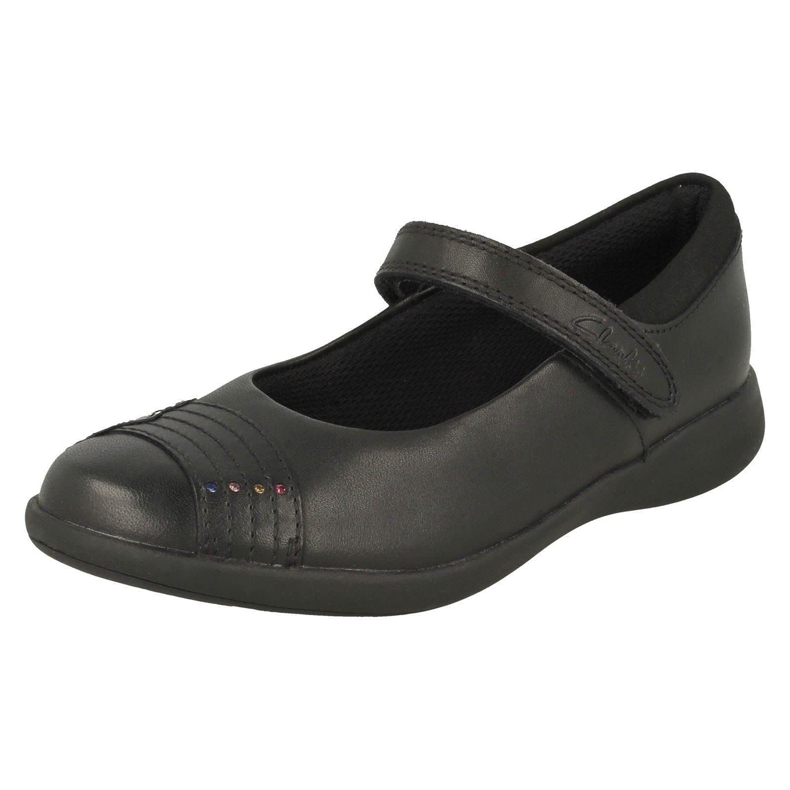 Clarks Girl's Etch Beam K Ballet Flat, Black Black Leather, 12.5 UK Child