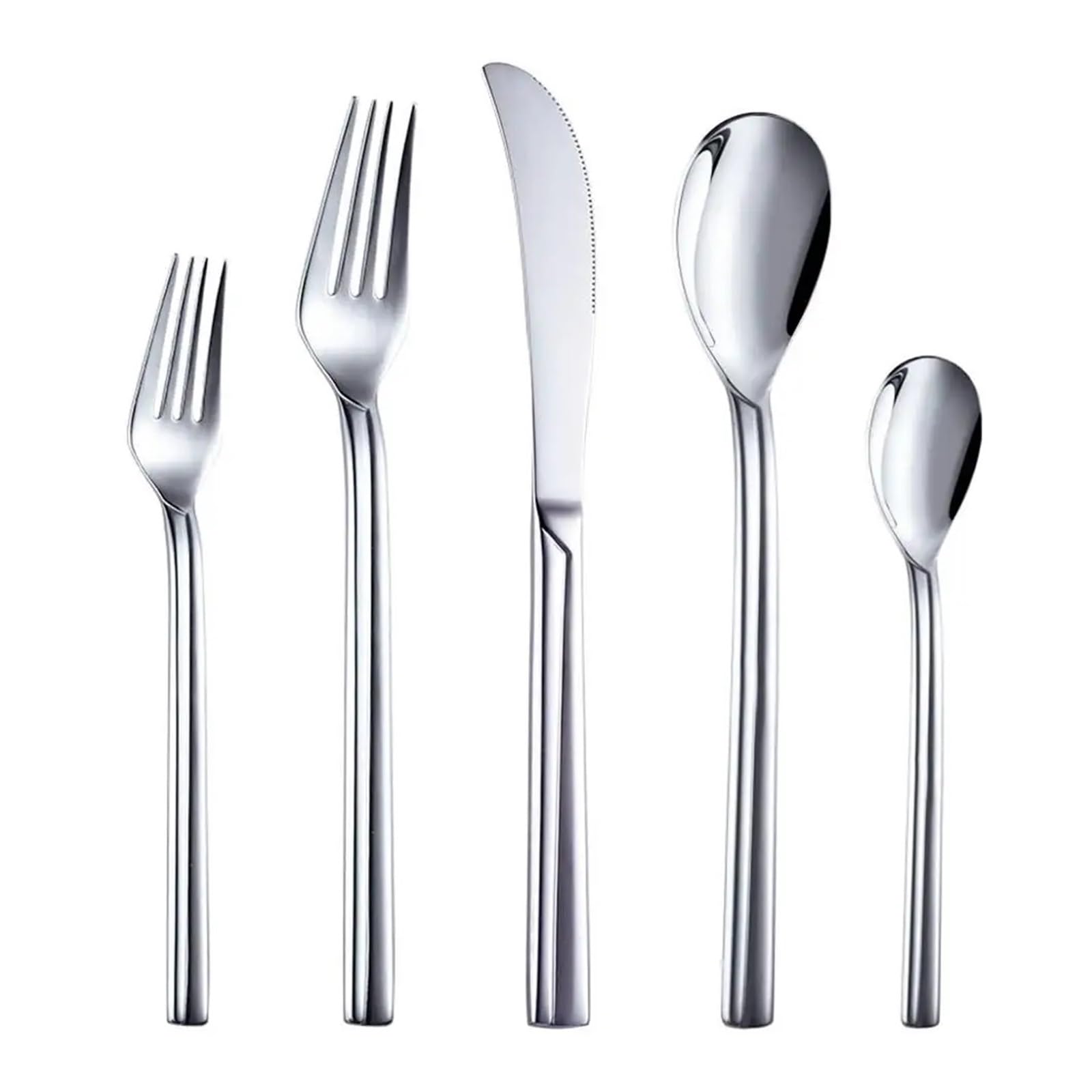 Juego de cubiertos acero inoxidable 304, 20 unidades, vajilla, únicos, cuchillo cena, tenedor, cuchara, apto for lavavajillas