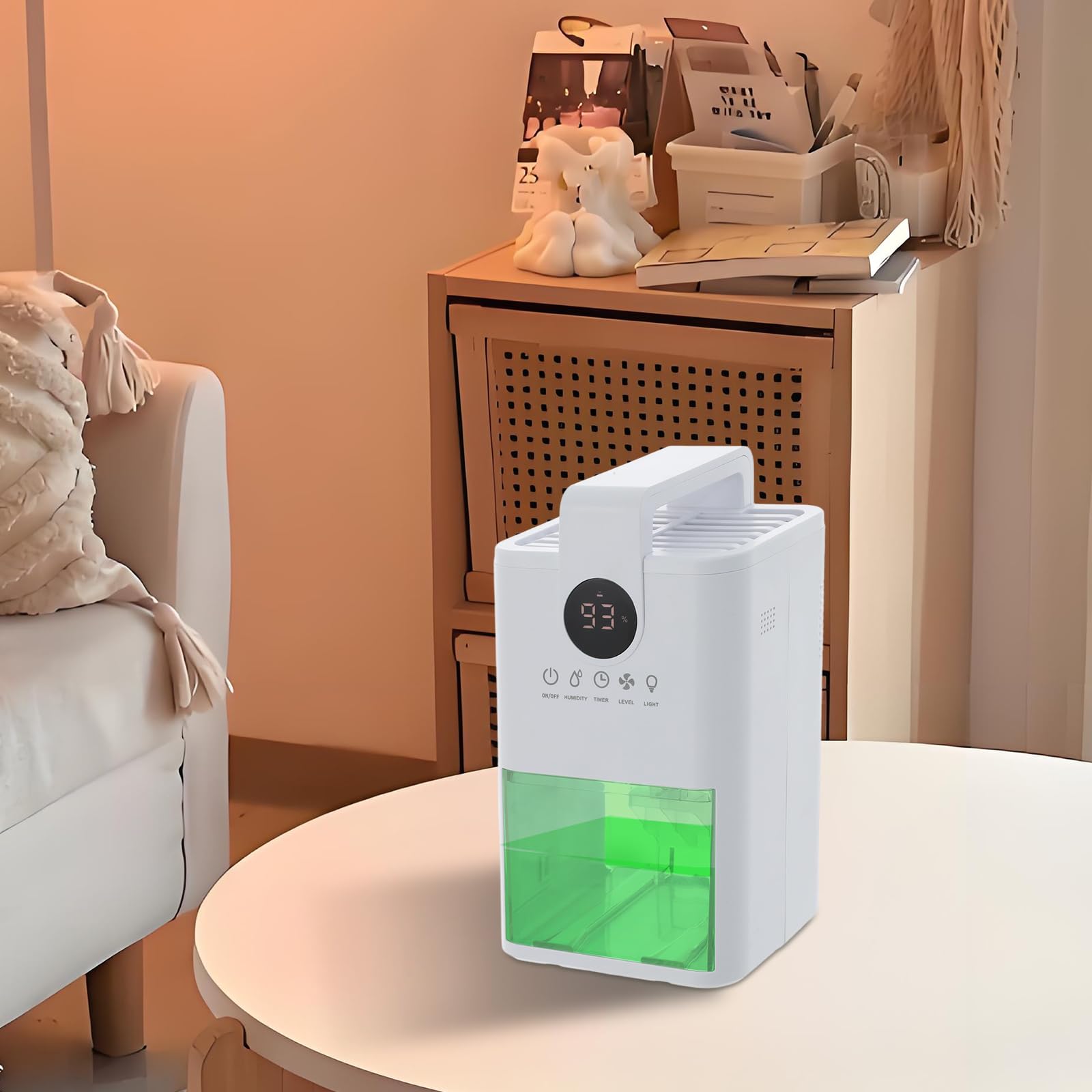 Deumidificatore elettrico 200 ml/giorno, 1 l, con LED a 7 colori e timer, silenzioso, 22,5 W, 30 m², deumidificatore per camera da letto, bagno, cantina, camper