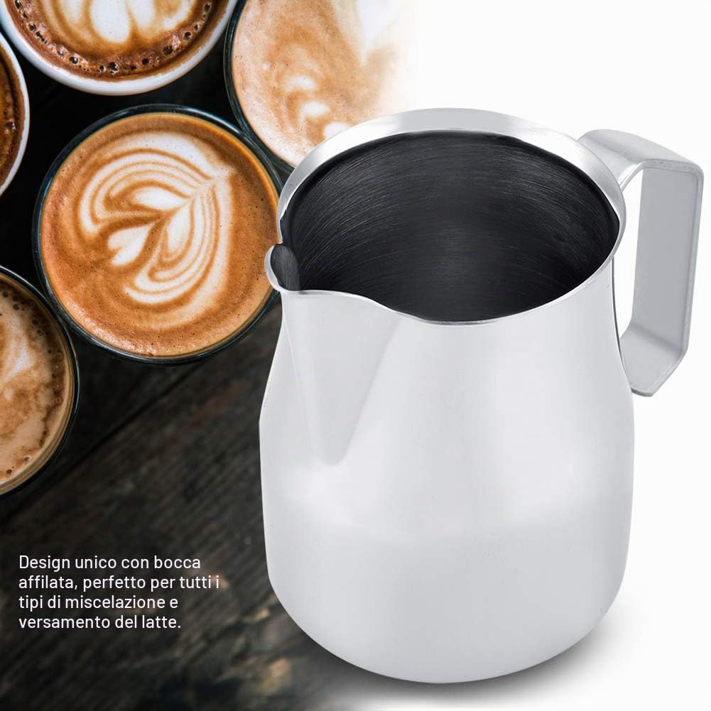 Brocca per caffè in acciaio inox Bricco per latte in acciaio Brocca per caffè espresso stile Latte per uso domestico(750ml)