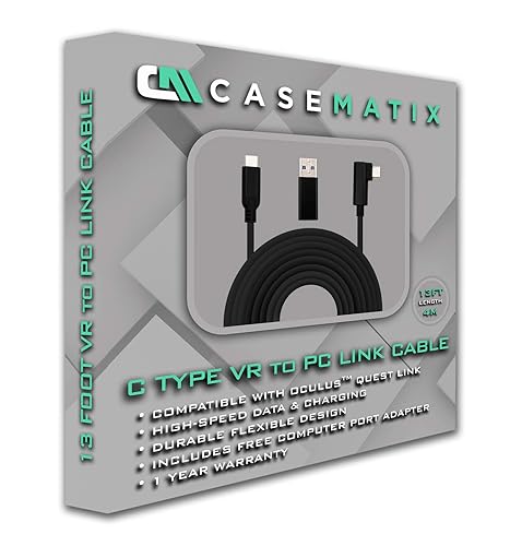 Miniatura 7 de CASEMATIX - Cable USB C compatible con Oculus Quest Link (USB 3.2, tipo C, alta velocidad, datos y carga, cable Oculus Quest Link con adaptador USB